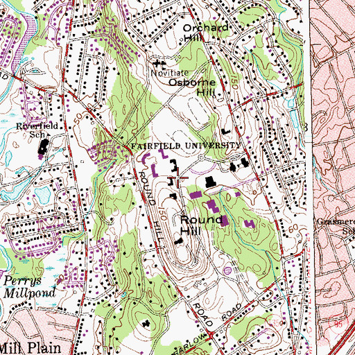 Topographic Map of Regis Hall, CT