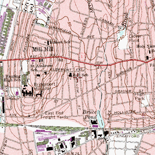 Topographic Map of Remington Village Historic District, CT