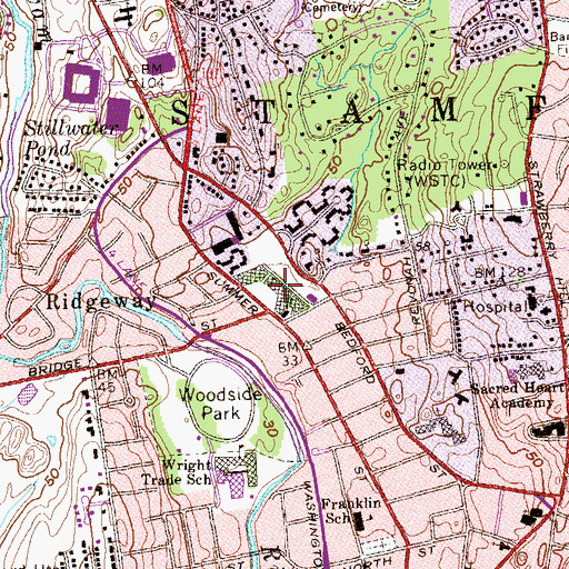 Topographic Map of Ridgeway Shopping Center, CT