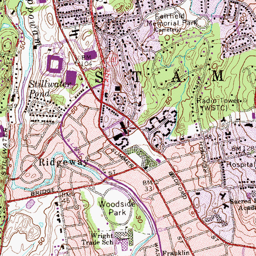 Topographic Map of Ridgeway Plaza Shopping Center, CT