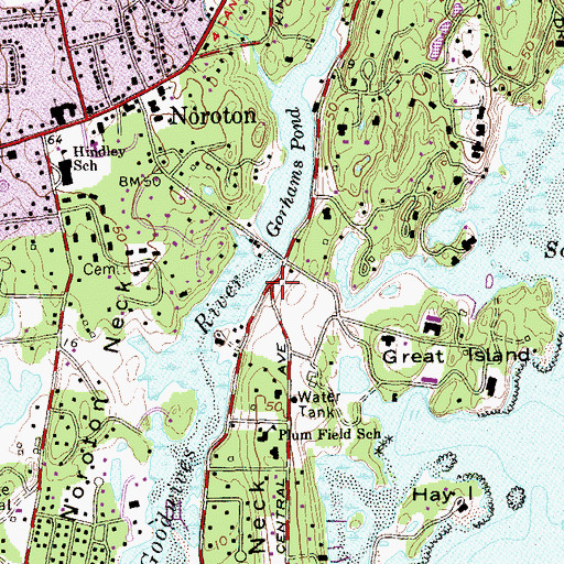 Topographic Map of Rings End Bridge, CT