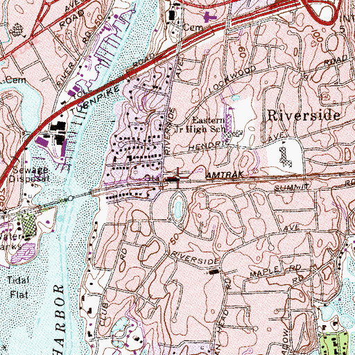Topographic Map of Riverside Station, CT
