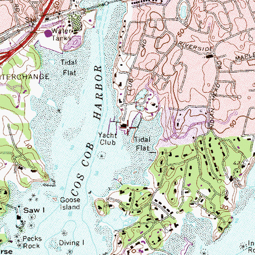 Topographic Map of Riverside Yacht Club, CT