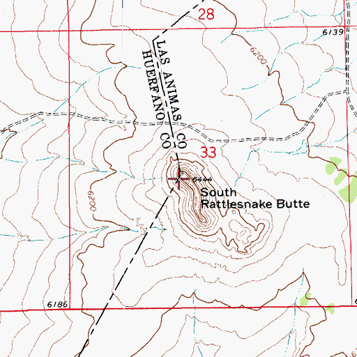 Topographic Map of South Rattlesnake Butte, CO