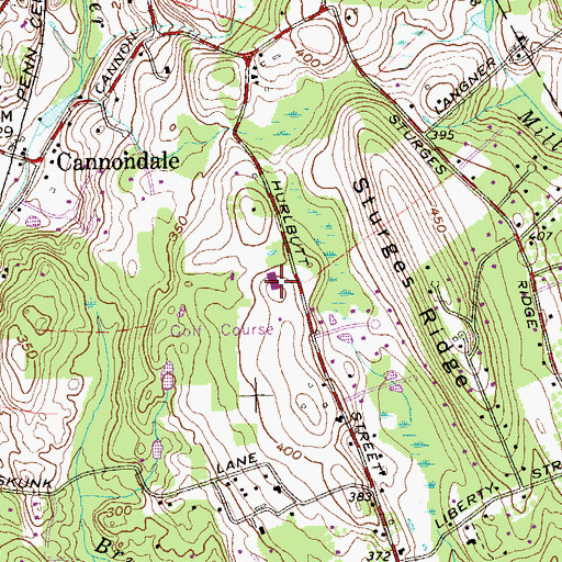 Topographic Map of Rolling Hills Country Club, CT