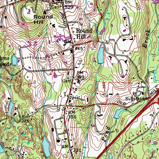 Topographic Map of Round Hill Community House (historical), CT