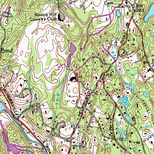 Topographic Map of Round Hill Stables (historical), CT