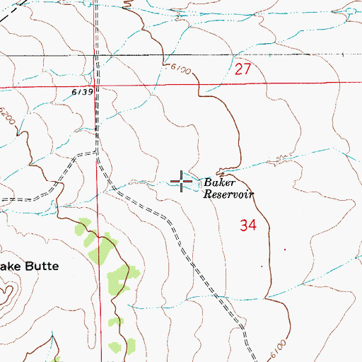 Topographic Map of Baker Reservoir, CO