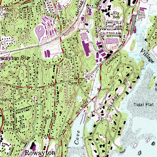 Topographic Map of Rowayton Cemetery, CT