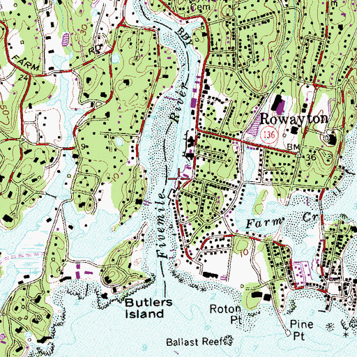 Topographic Map of Rowayton Community Beach, CT