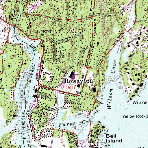 Topographic Map of Rowayton Elementary School, CT