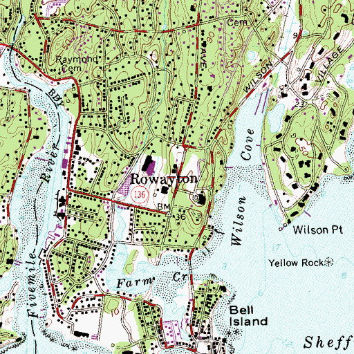 Topographic Map of Rowayton Free Public Library, CT