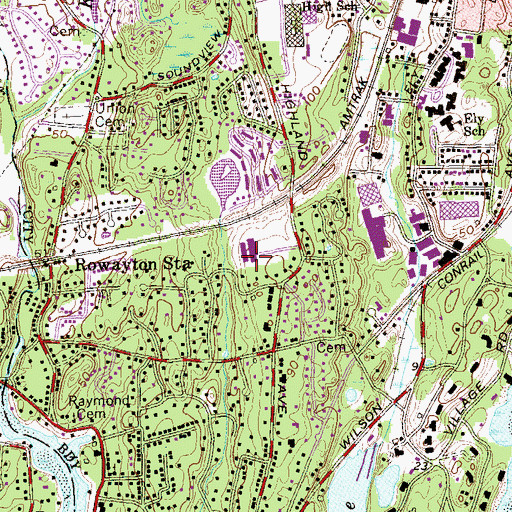 Topographic Map of Rowayton Middle School, CT