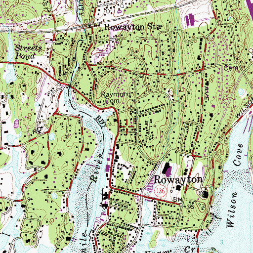Topographic Map of Rowayton United Methodist Church, CT