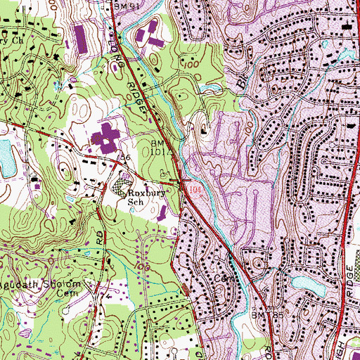 Topographic Map of Roxbury, CT