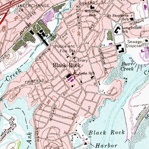 Topographic Map of Saint Anns Church, CT