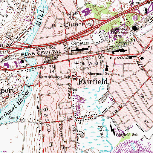 Topographic Map of Saint Anthonys Roman Catholic Church, CT