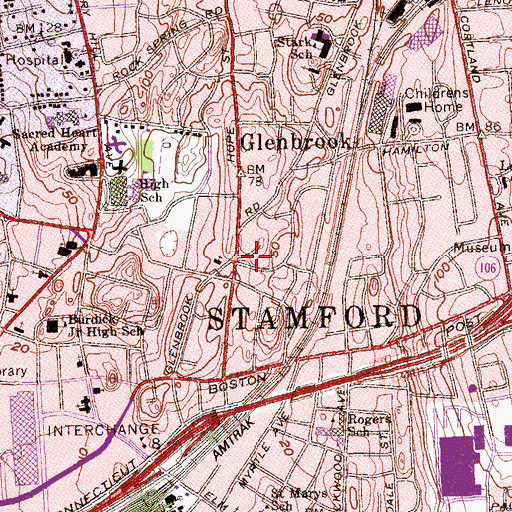 Topographic Map of Saint Basils College, CT