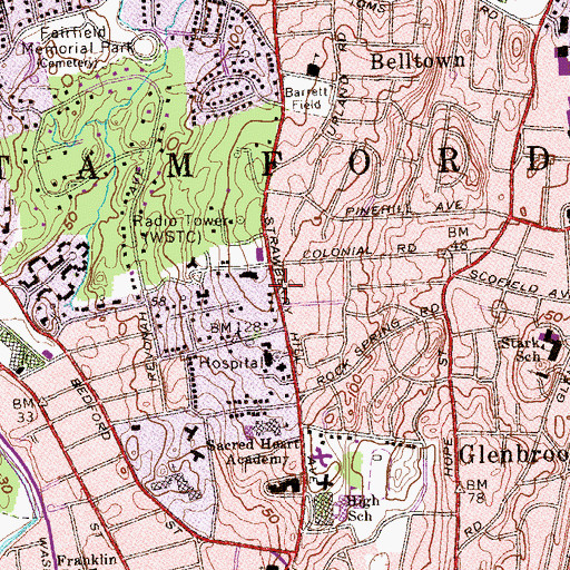 Topographic Map of Saint Bridget Church, CT