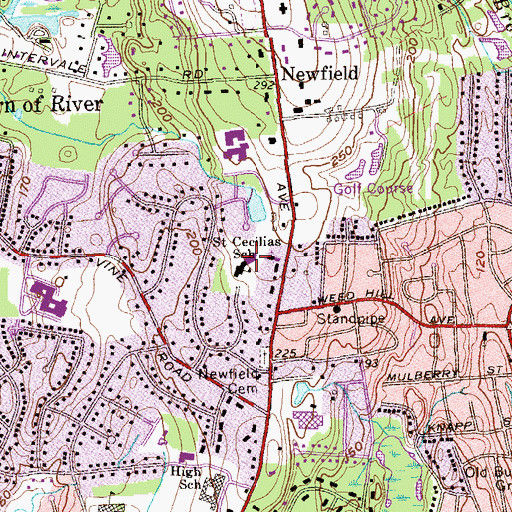Topographic Map of Saint Cecilias Church, CT