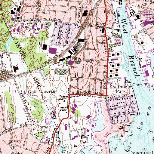 Topographic Map of Saint Clements Church, CT
