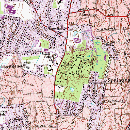 Topographic Map of Saint Gabriel Middle School, CT