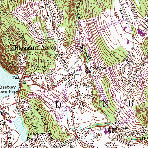 Topographic Map of Saint Gregory the Great Church, CT