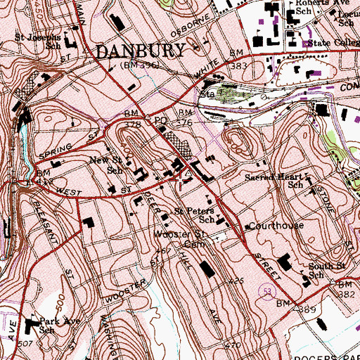 Topographic Map of Saint James Episcopal Church, CT
