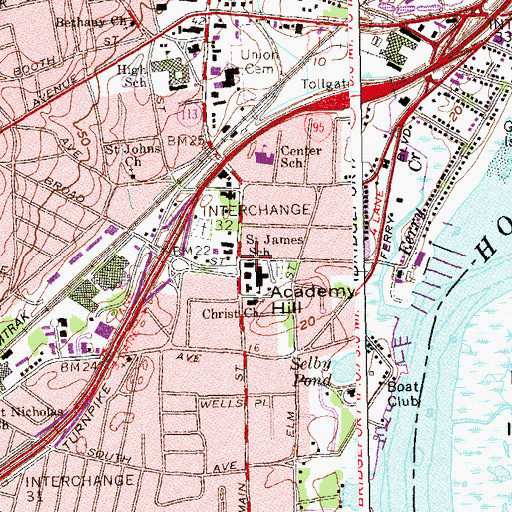Topographic Map of Saint James Roman Catholic Church, CT