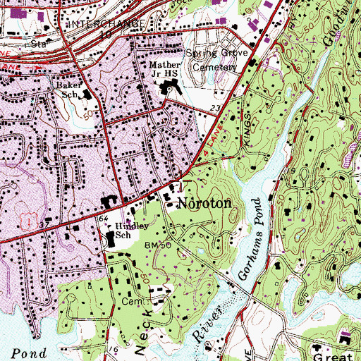 Topographic Map of Saint Johns Church of Darien, CT