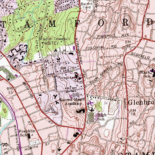 Topographic Map of Saint Joseph Medical Center, CT