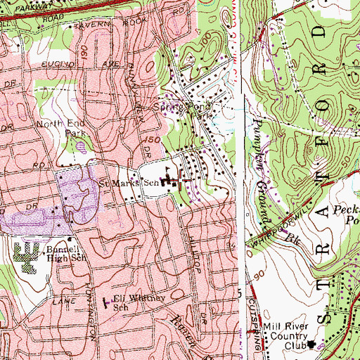Topographic Map of Saint Marks Church, CT