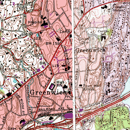 Topographic Map of Saint Mary Parish Church, CT