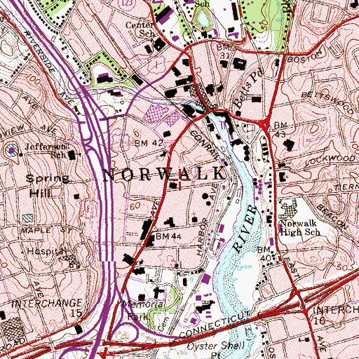 Topographic Map of Saint Marys Church, CT