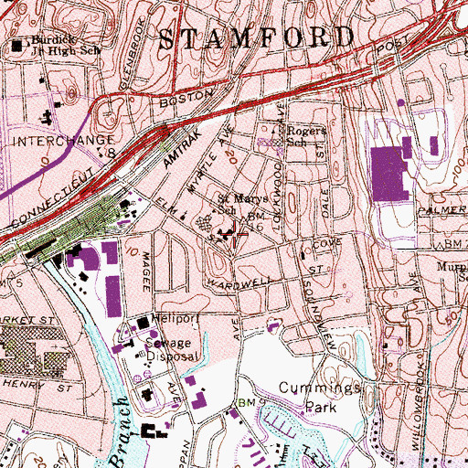 Topographic Map of Saint Marys Church, CT