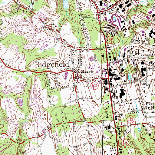 Topographic Map of Saint Marys Roman Catholic Church, CT
