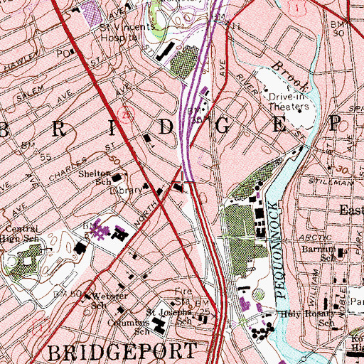 Topographic Map of Saint Patricks Roman Catholic Church, CT