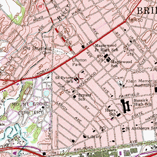 Topographic Map of Saint Peters Church, CT