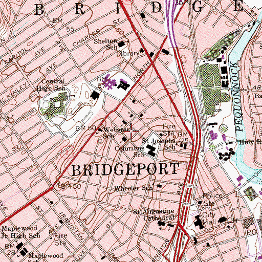 Topographic Map of Saint Raphael School, CT