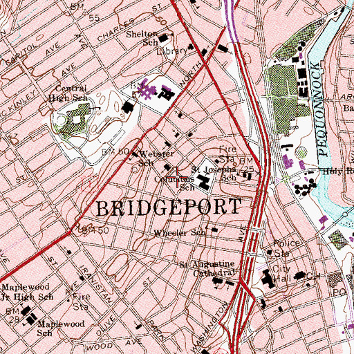 Topographic Map of Saint Raphaels Church, CT