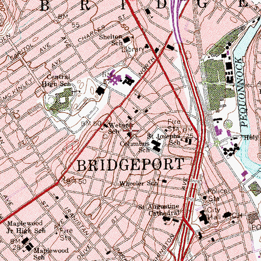 Topographic Map of Saint Raphaels Church, CT