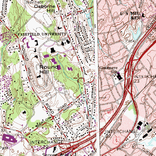 Topographic Map of Saint Robert Jesuit Residence, CT