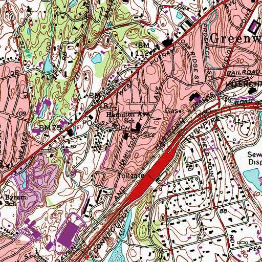 Topographic Map of Saint Rochs Church, CT