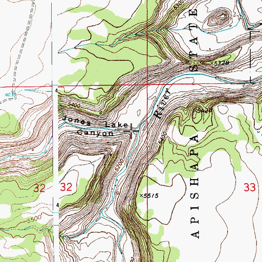 Topographic Map of Jones Lake Canyon, CO