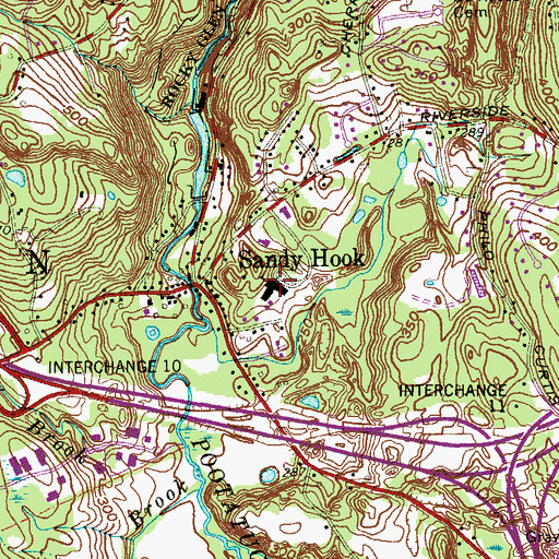 Topographic Map of Sandy Hook Elmentary School, CT
