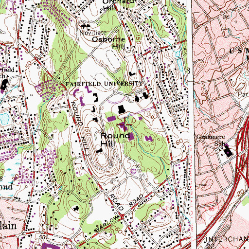 Topographic Map of School of Nursing, CT