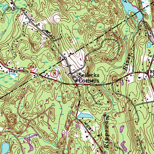 Topographic Map of Sellecks Corner Cemetery, CT