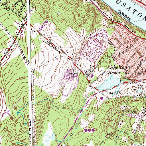 Topographic Map of Shelton High School, CT