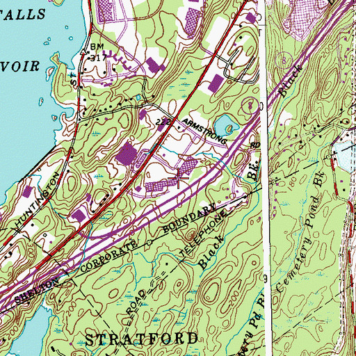 Topographic Map of Shelton Square Shopping Center, CT