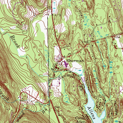 Topographic Map of Sherman Center Cemetery, CT